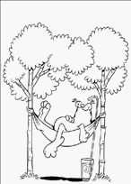 coloriage garfield dans son hamac